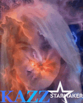 a kazz starmaker logo with a woman 's face in the background