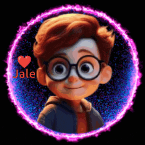 a cartoon boy wearing glasses is surrounded by a glowing circle with the name jale written on it