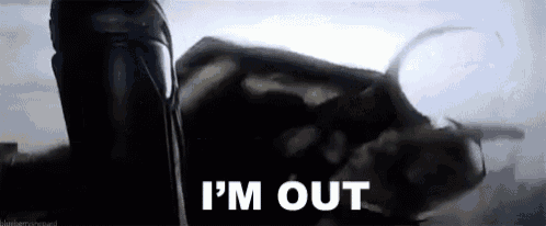 a close up of a person laying down with the words `` i 'm out '' .