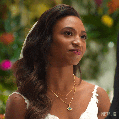 a woman in a wedding dress with a netflix logo on the bottom