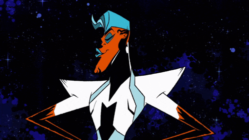 a cartoon of a man with a beard and a blue hat