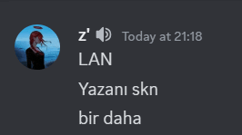 a screenshot of a person 's profile says today at 20:18 lan yazani skn bir daha