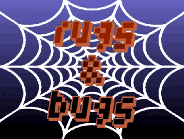 a spider web with the words " bugs " written on it