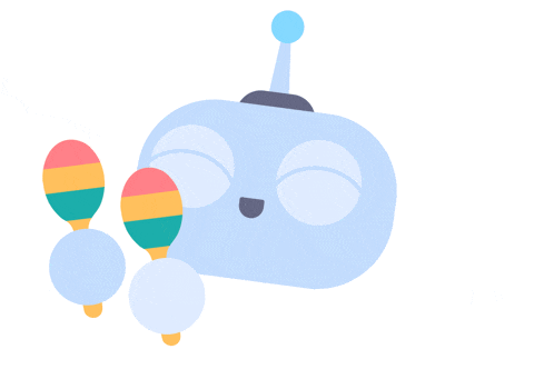 a cartoon illustration of a robot with two maracas in front of it