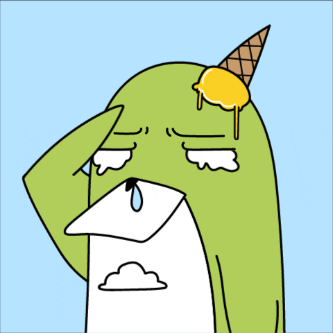 a cartoon of a green monster with an ice cream cone on its head