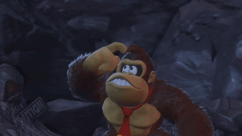 a cartoon gorilla with a red tie and a dk logo on his chest
