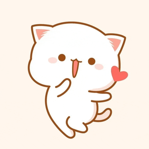 a cartoon cat is holding a heart in its paws