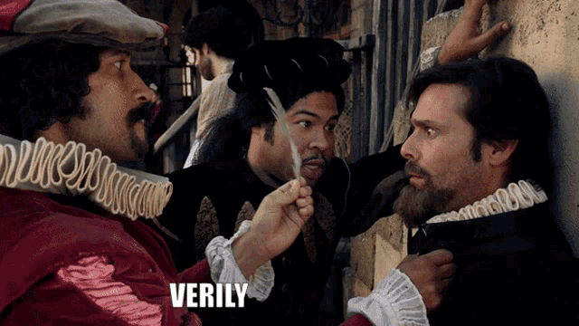 a group of men are standing next to each other and the word verily is on the bottom