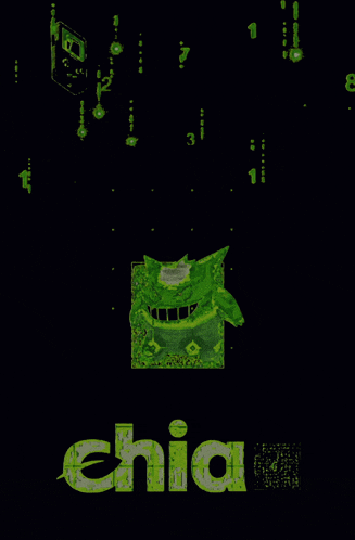 a black background with green letters that say chia farming on it