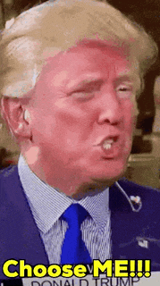 donald trump is wearing a suit and tie and making a funny face while talking .