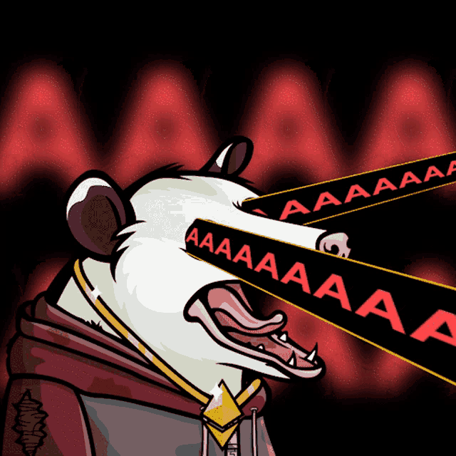 a cartoon drawing of a panda screaming aa aa aa aa aa