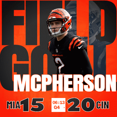 a football player named mcpherson wearing a bengals jersey
