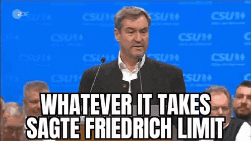 a man is giving a speech in front of a microphone and saying whatever it takes sagte friedrich limit