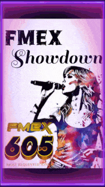a poster for fmex showdown with a woman singing