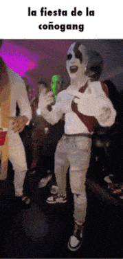 a cartoon of a man dancing with the caption la fiesta de la coñogang