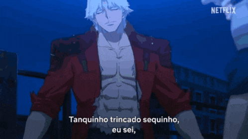 a man in a red jacket says " tanquinho trincado seguinho "