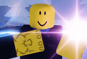 a yellow roblox character with a smiley face and a sign on his chest that says " x "