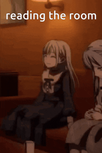 a picture of a girl sitting on a couch reading the room