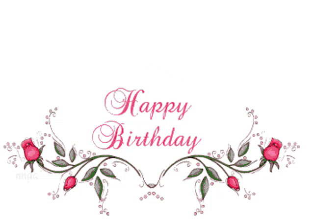 a happy birthday greeting card with flowers and balloons