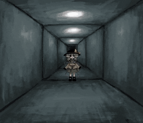 a drawing of a little girl holding a knife