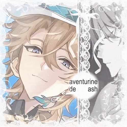 a drawing of a boy with the words aventurine de ash written below him