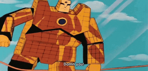 a cartoon character says " damn you " while standing on a rope
