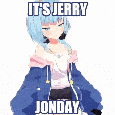 a picture of a girl with the words it 's jerry on the bottom