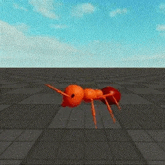 a cartoon ant is walking on a tiled floor .