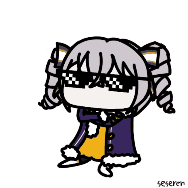 a cartoon drawing of a girl wearing sunglasses with the name seseren below it