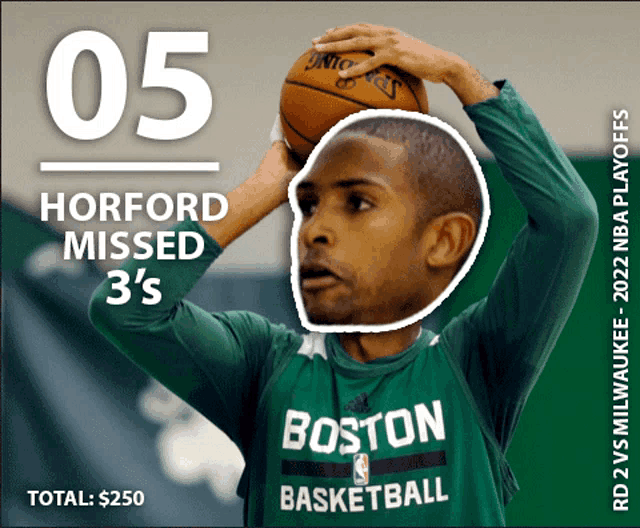 horford missed 3 's for the boston celtics