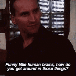 a man is talking about funny little human brains .