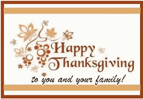 a happy thanksgiving to you and your family card with flowers and grapes .