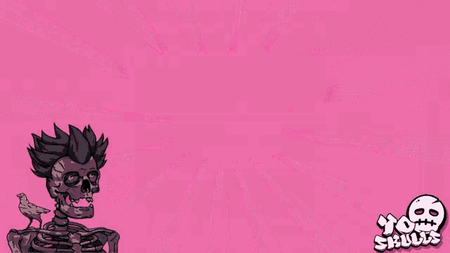 a pink background with a skeleton and the words welcome on it
