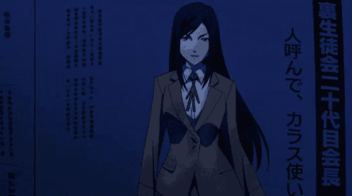 a woman in a suit and tie is standing in front of a dark sky .