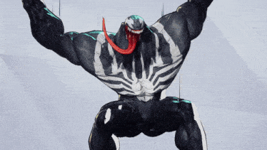 a cartoon drawing of venom with his mouth open and his tongue hanging out