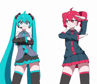 a drawing of hatsune miku and hatsune miku