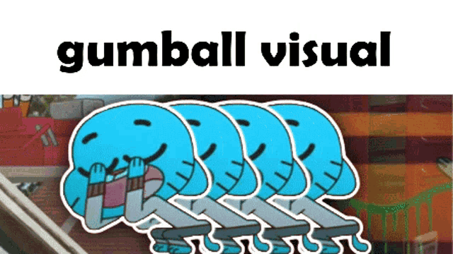 a poster for gumball visual showing gumball covering his face