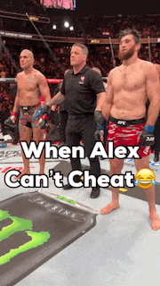 two fighters standing next to each other with the caption when alex can t cheat