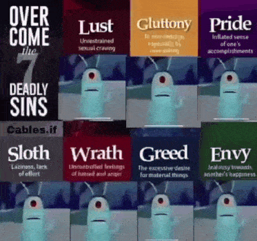 the seven deadly sins are displayed on a poster