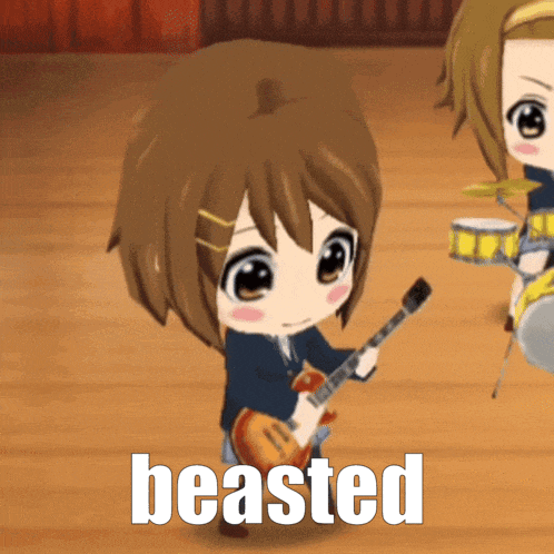 a picture of a girl playing a guitar with the word beasted behind her