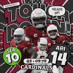 an advertisement for the cardinals football team with ari 14