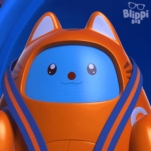 a close up of a robot with the word blippi in the corner