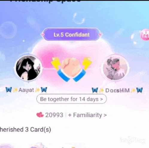 a screenshot of a game that says lv.5 confident be together for 14 days