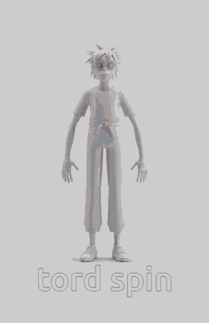 a cartoon character is standing in front of a white background with the words tord spin below it