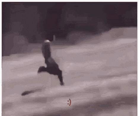 a person is jumping in the air with a smiley face on the bottom