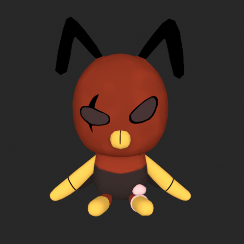 a 3d model of an ant with a yellow nose