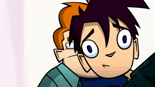 a cartoon of a boy with a surprised expression
