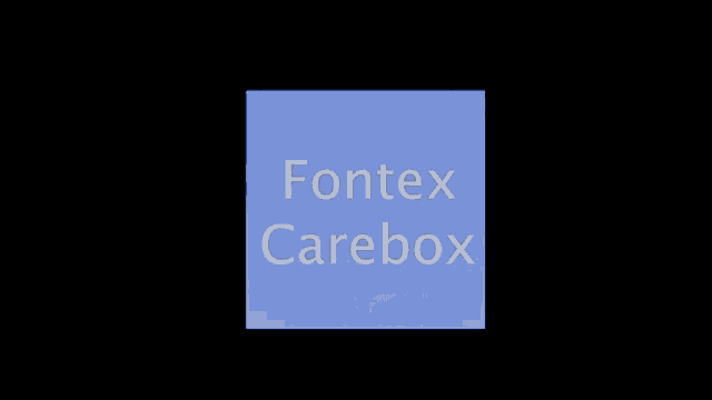 a blue box with the word fontex carebox on it