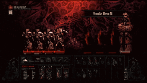 a screenshot of a video game with a plague doctor in the middle