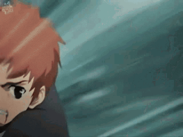 a close up of a person 's face in a cartoon with red hair .